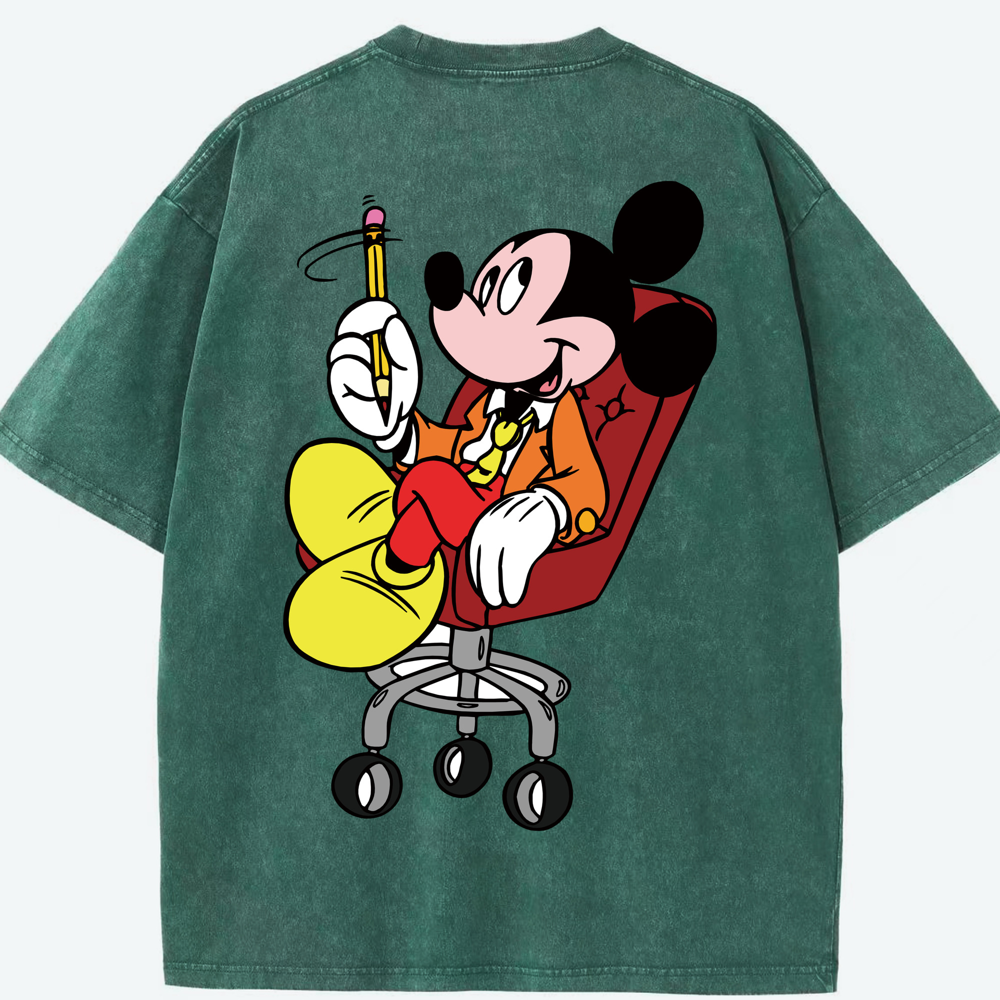 （画像用） ミッキーマウス Mickey Mouse 綿100% ヴィンテージ風 半袖Tシャツ（背面プリント）